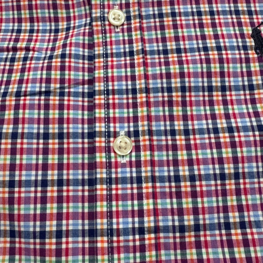 Ralph Lauren Boys Plaid Button Down Shirt L 14-16 Multi Color Long Sleeve Cotton